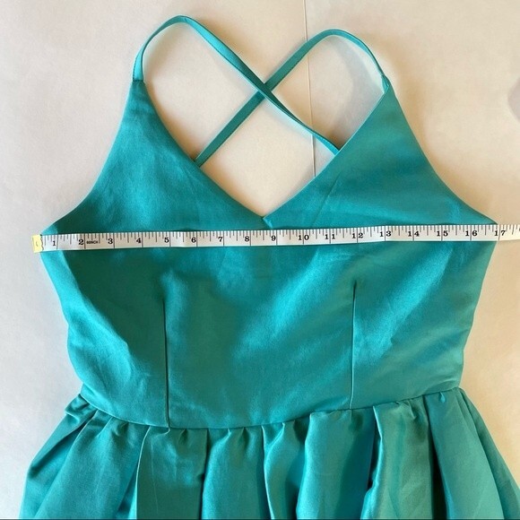 LAST CHANCE Gracia High-Low Backless Spaghetti Strap Gown in Aqua Blue Size M - Picture 13 of 14